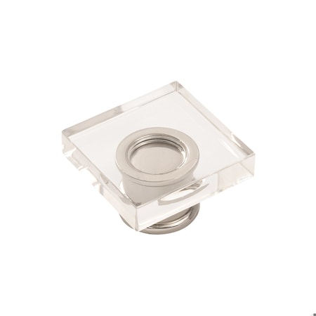 Hickory Hardware Crystal Palace Collection Knob 1-3/8 Inch Square Crysacrylic with Polished Nickel Finish H079525-CA14